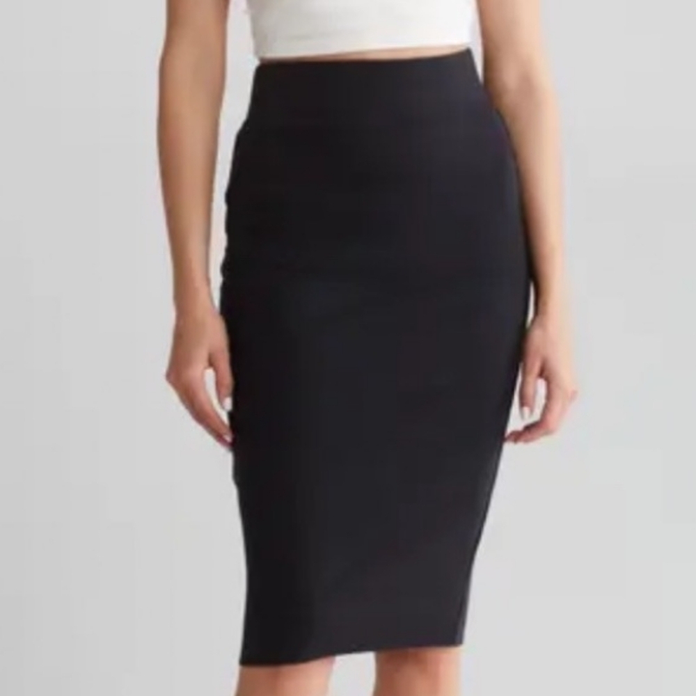 James Perse Black Pull On Ruched Pencil Skirt 2 M